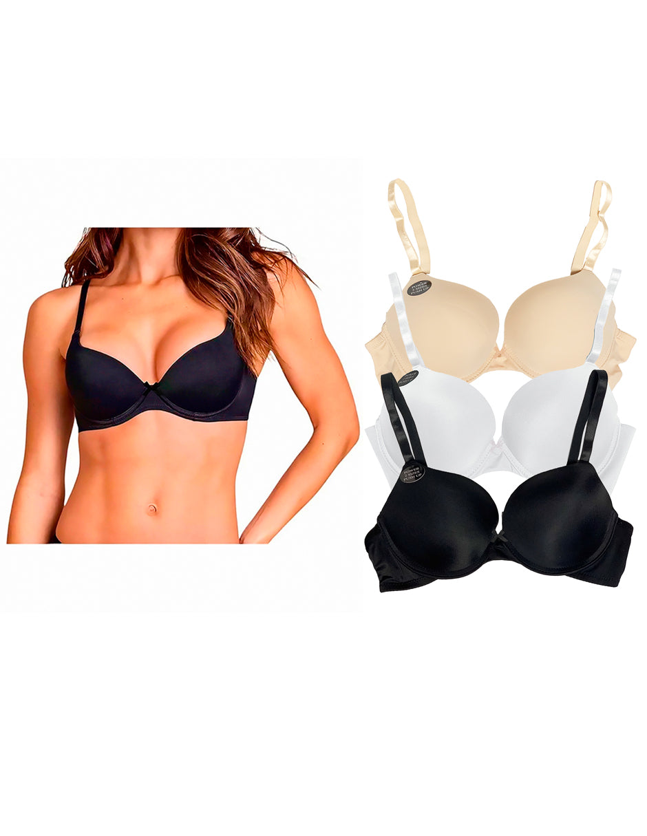 Pack 3 Brasier Push Up o Doble Push Aumenta Hasta 2 Tallas