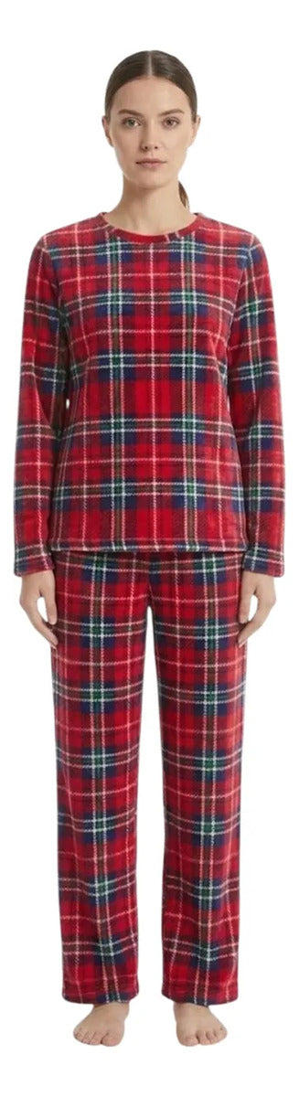 Pijama Mujer Manga Larga Pantalón Estampada Suave Y Cómoda
