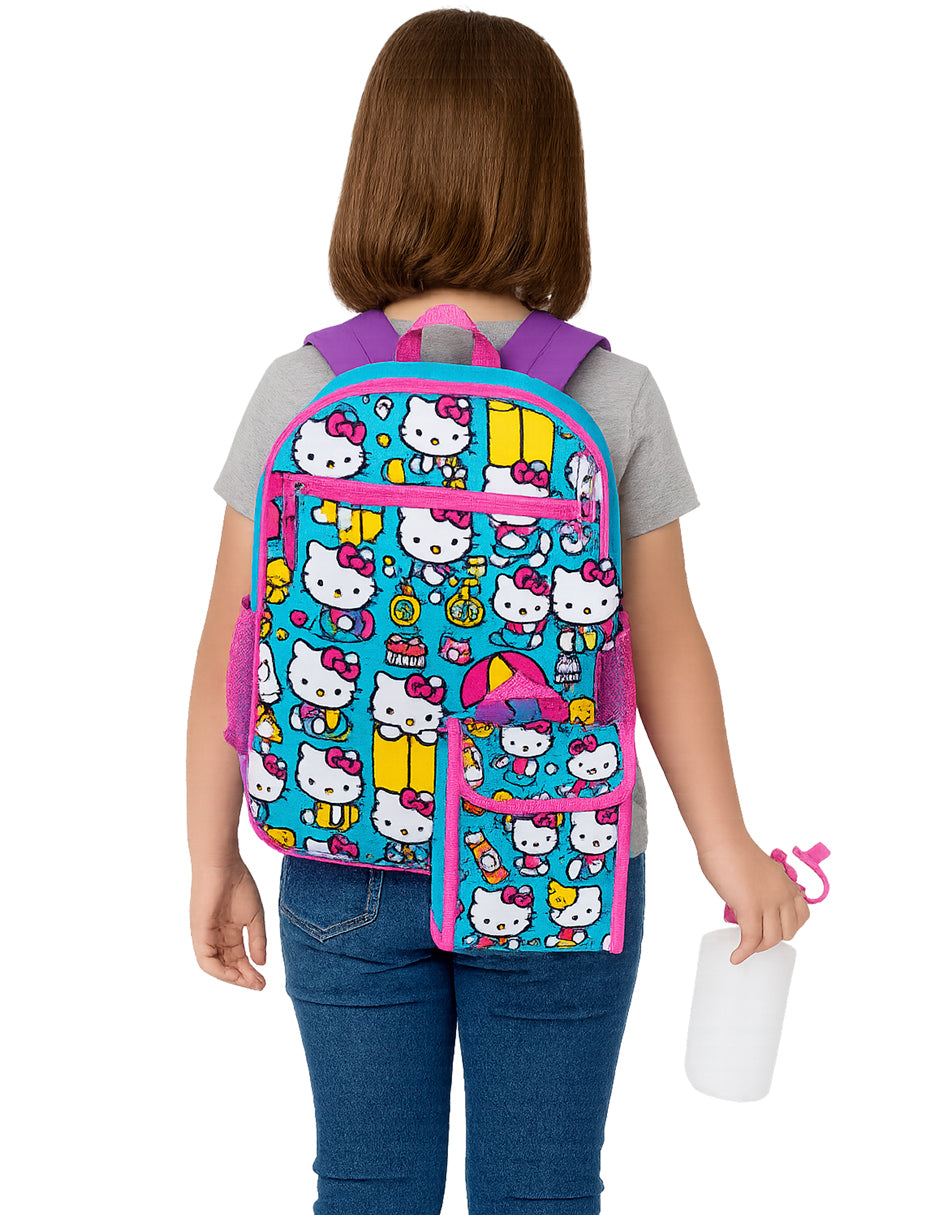 Set De Mochila Con Lonchera, Llavero, Bote  Y Clip De Tu Personaje Favorito