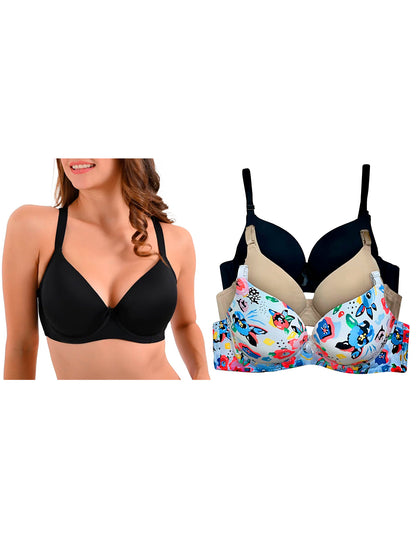 Pack 3 Brasier Push Up o Doble Push Aumenta Hasta 2 Tallas