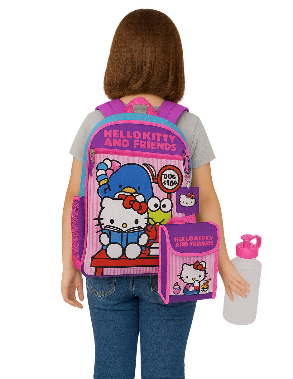 Set De Mochila Con Lonchera, Llavero, Bote  Y Clip De Tu Personaje Favorito