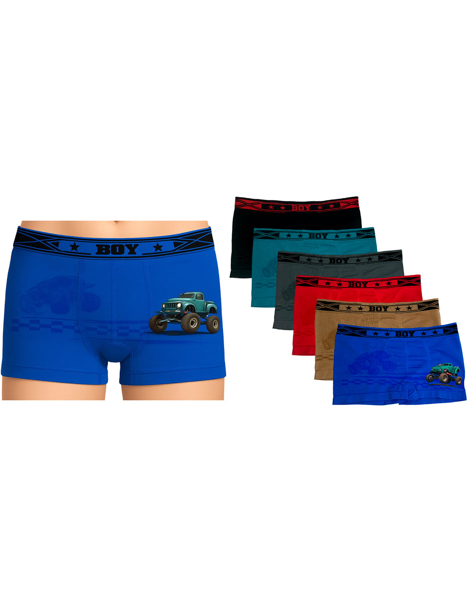 Boxer Niño Licra, Pack 6 Piezas En 6 Diferentes Colores