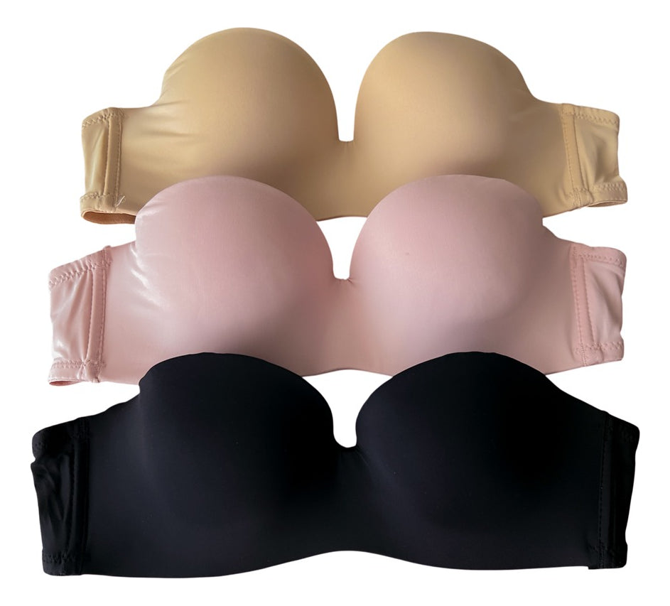 Pack 3 Brasier Strapless Con Tirantes Transparentes