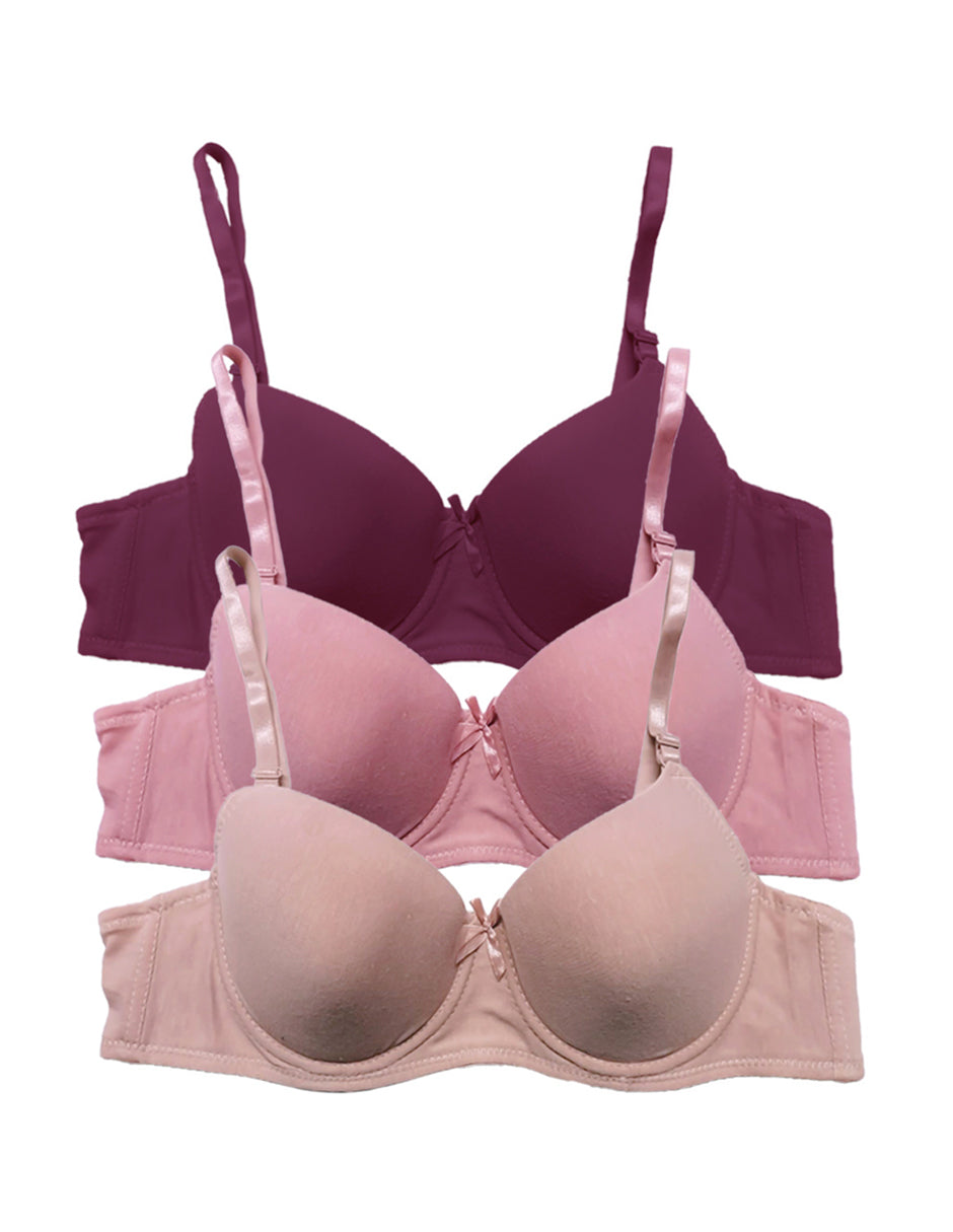 Pack Con 3pzas Brasier Algodon B Y C  En 3diferentes Colores