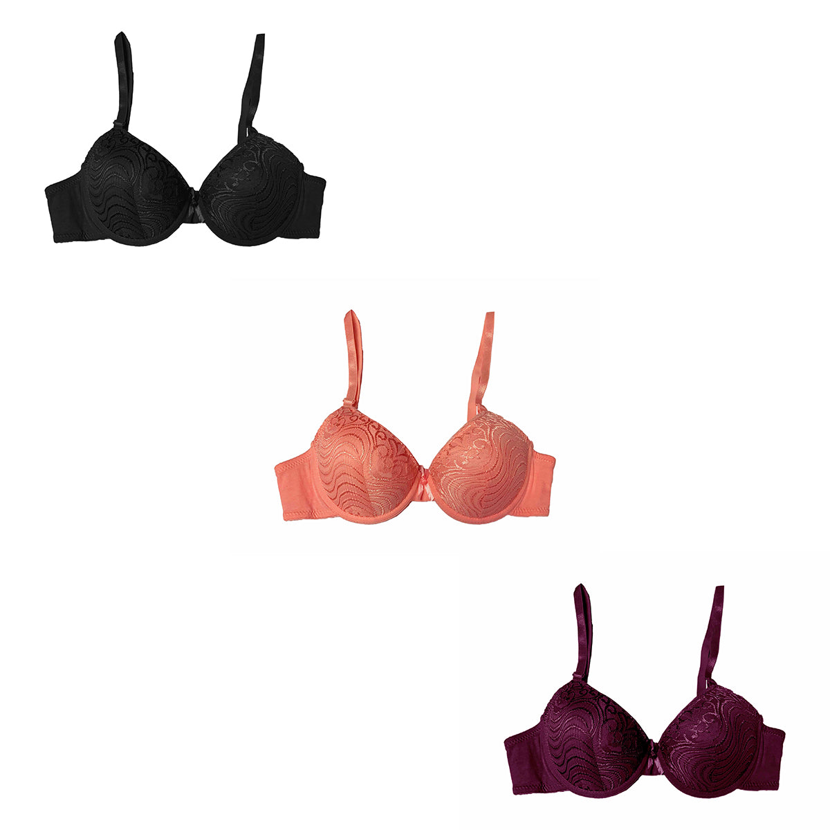 Pack Con 3pzas Brasier Algodon B Y C  En 3diferentes Colores