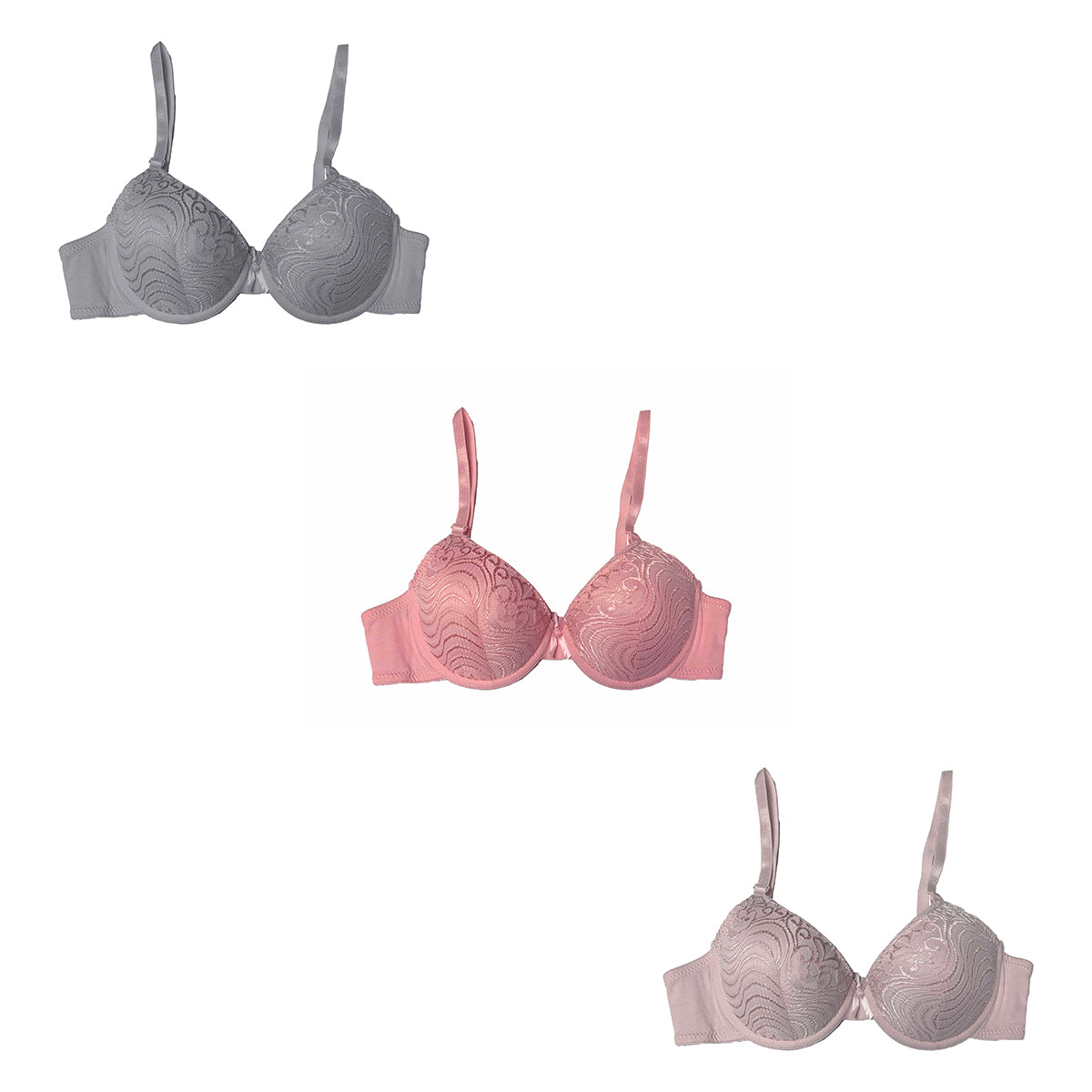 Pack Con 3pzas Brasier Algodon B Y C  En 3diferentes Colores