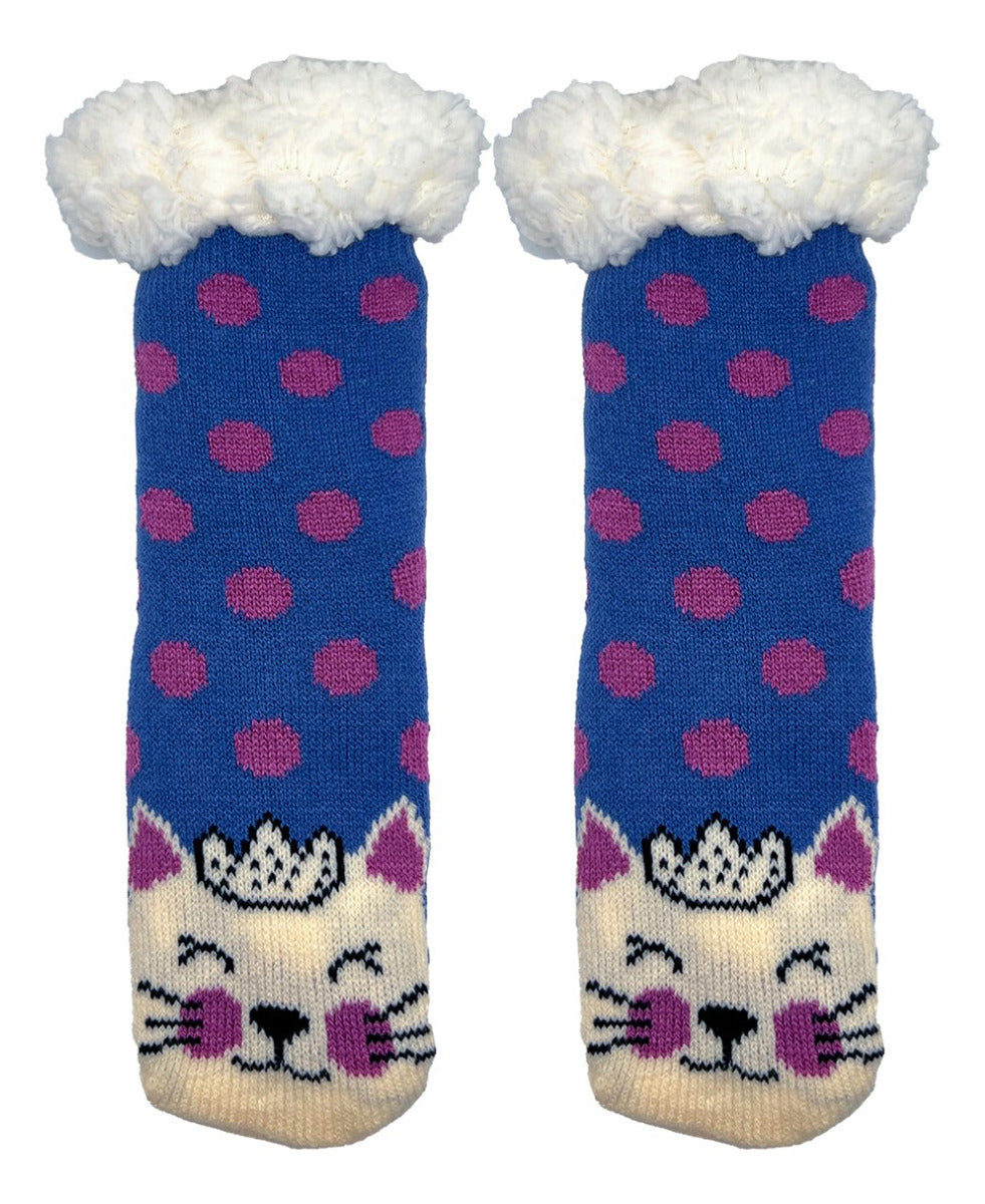 3 Pares de Calcetines Navideños Infantiles Con Borrega Y Antiderrapente