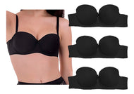 Pack 3 Brasier Strapless Contorno De Silicon No Se Mueve