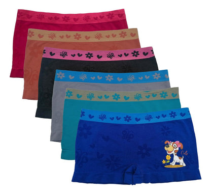 Boxer Licra Niña, Paquete 6 Piezas, 6 Diferentes Colores