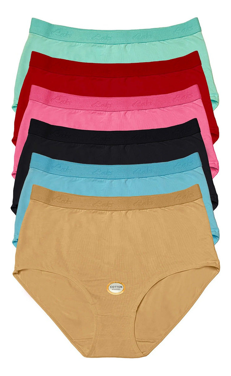 Pantaleta Tallas Extras 40-52, Paq 6 Pzas En 6 Difer Colores