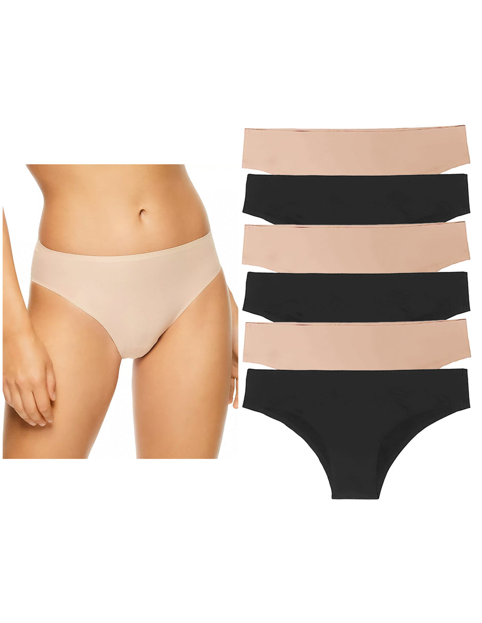 Pack 6 de Pantaletas Sin Costuras (invisible) Pack con 3negros/3camel
