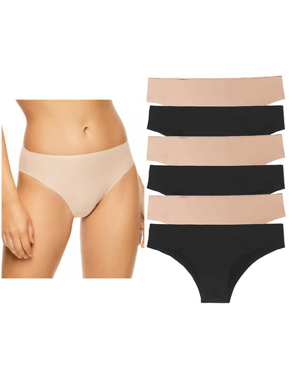 Pantaleta Sin Costuras (invisible) Pack 6 Pzas 3negro/3camel