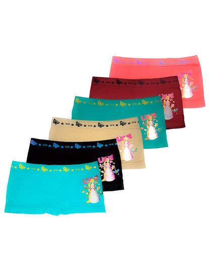 Boxer Licra Niña, Paquete 6 Piezas, 6 Diferentes Colores