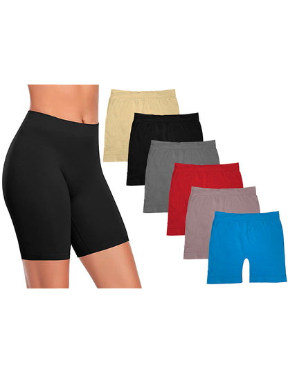 Boxer Largo Dama Licra, Pack Con 6 Pzas 2nude/2negros/2bcos