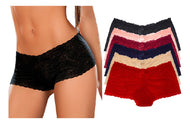 Boxer Cachetero De Encaje Pack 6 Piezas Con 6 Dif Colores