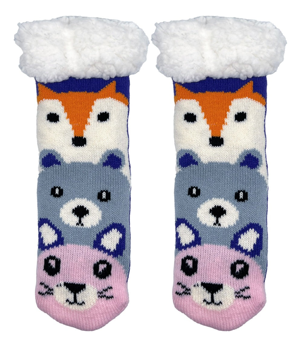 3 Pares de Calcetines Navideños Infantiles Con Borrega Y Antiderrapente