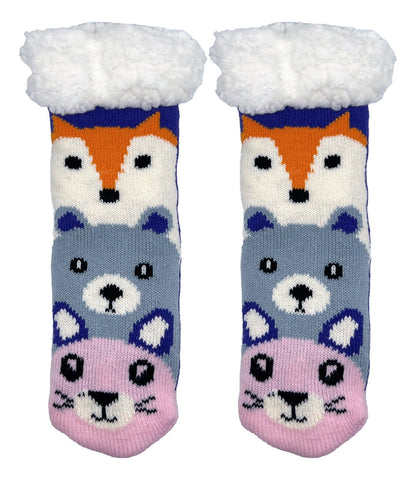 3 Pares de Calcetines Navideños Infantiles Con Borrega Y Antiderrapente