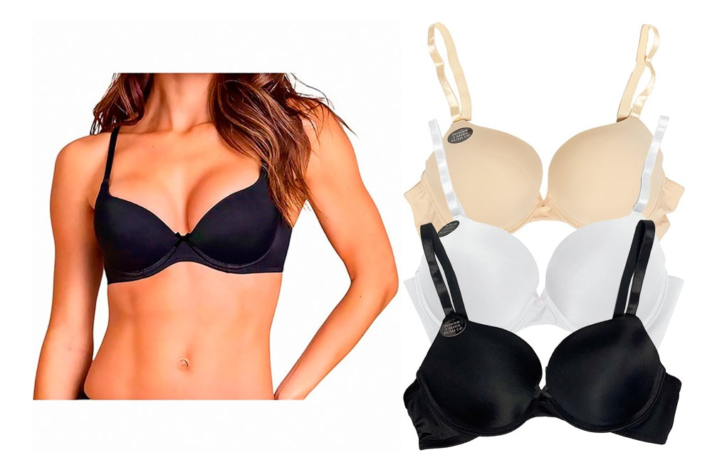 Pack 3 Brasier Doble Push Up, Aumenta Hasta 2 Tallas