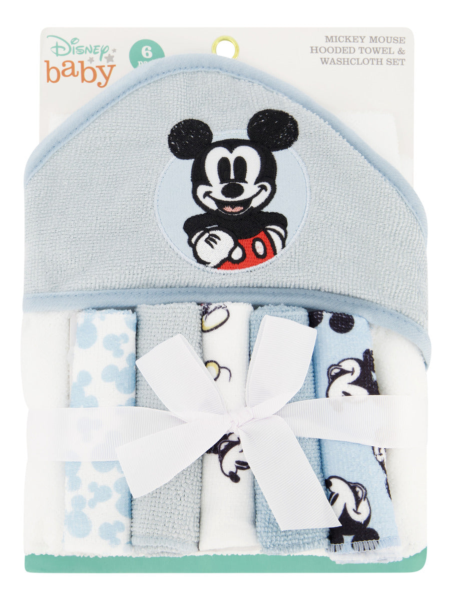 Set De Toalla De Baño Con Capucha Y 5 Toallitas Mickey Mouse