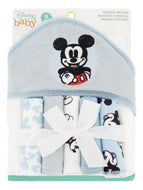 Set De Toalla De Baño Con Capucha Y 5 Toallitas Mickey Mouse