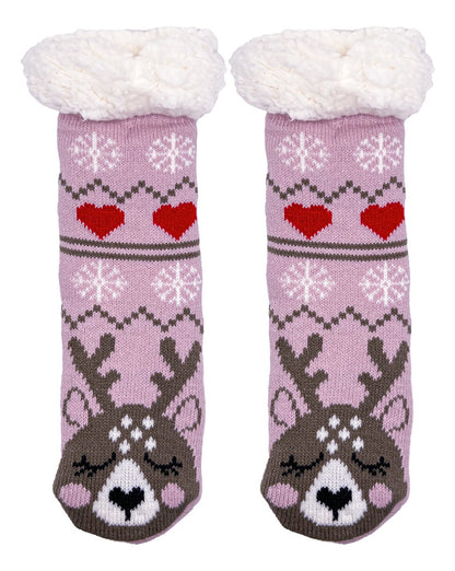 3 Pares de Calcetines Navideños Infantiles Con Borrega Y Antiderrapente