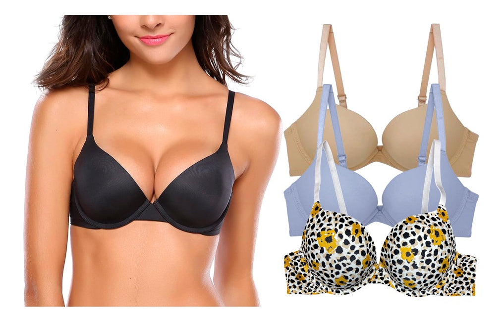 Pack 3 Brasier Doble Push Up, Aumenta Hasta 2 Tallas