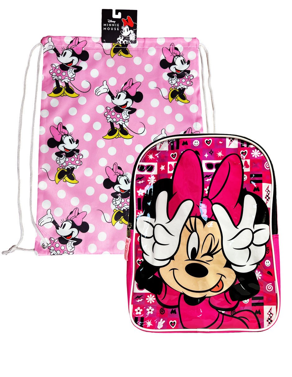 Set De Mochila Infantil Con Morral Mickey Minnie Mouse