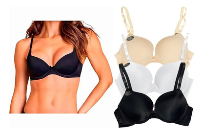 Pack 3 Brasier Push Up o Doble Push Aumenta Hasta 2 Tallas