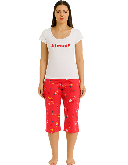 Pijama Dama Set De Blusa Y Capri/Short