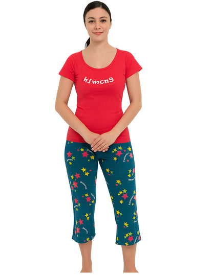 Pijama Dama Set De Blusa Y Capri/Short