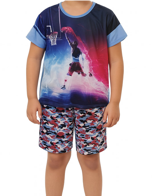 Pijama De Niño Con Divertidos Diseños Set  De 2 Piezas Short y Playera