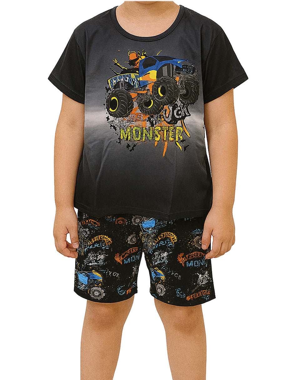 Pijama De Niño Con Divertidos Diseños Set  De 2 Piezas Short y Playera
