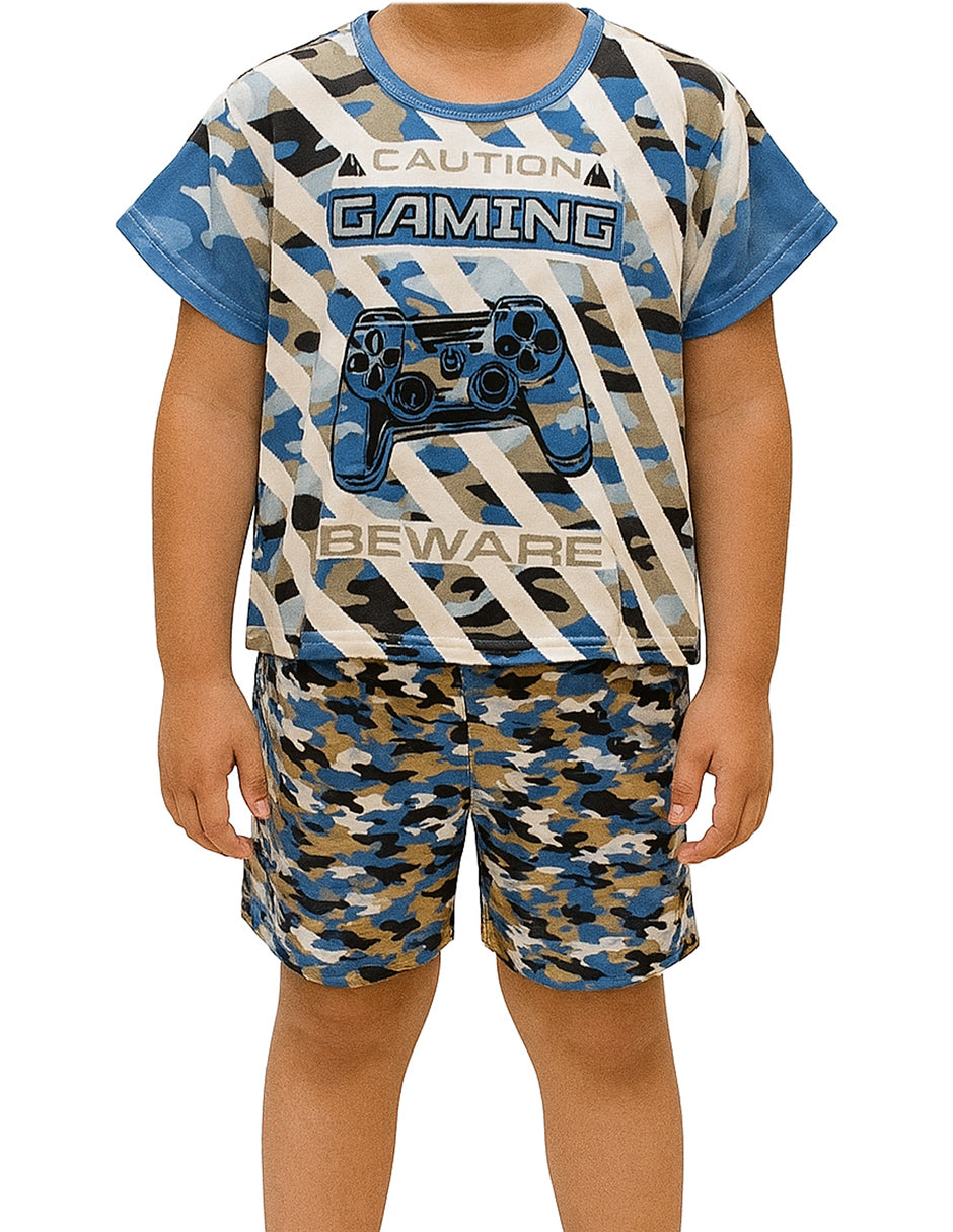 Pijama De Niño Con Divertidos Diseños Set  De 2 Piezas Short y Playera