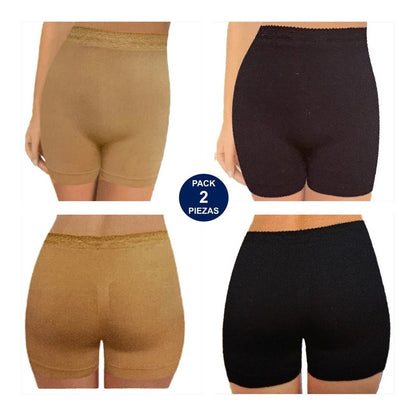 Tanga Tipo Faja Panty Calzón Para Dama Corte Alto Paq 2pzas