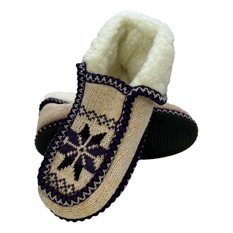 Pantufla Con Suela De Goma Y Borrega