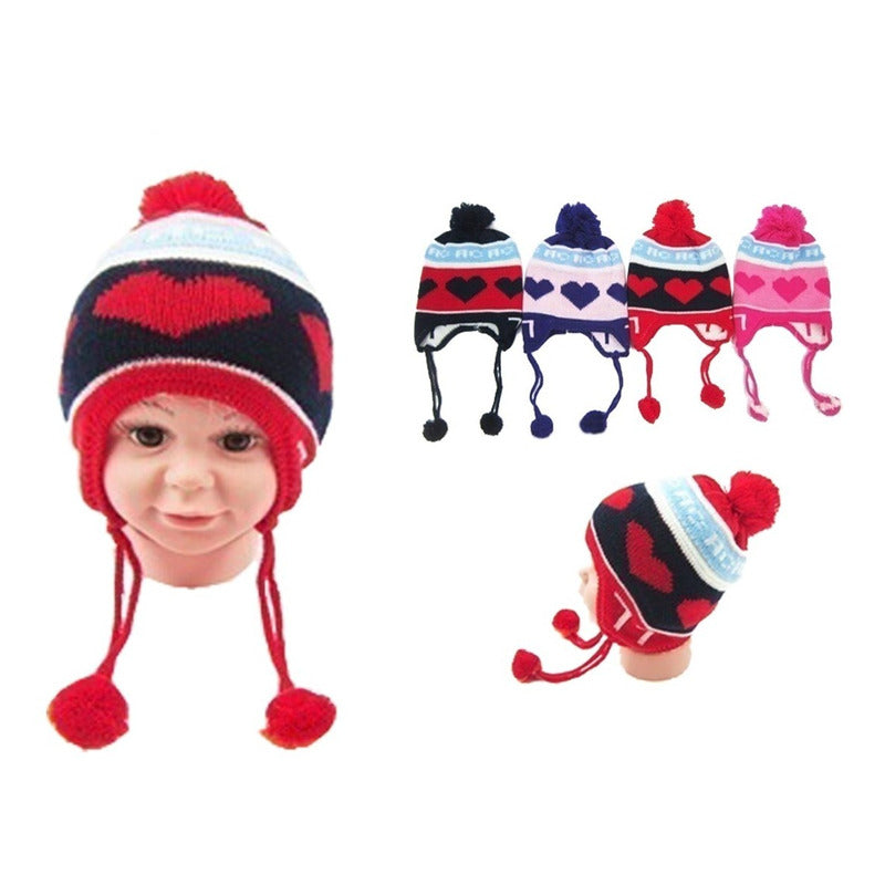 Gorro Pompón Y Borrega Para Niño Y Niña Talla 4 A 8 Años