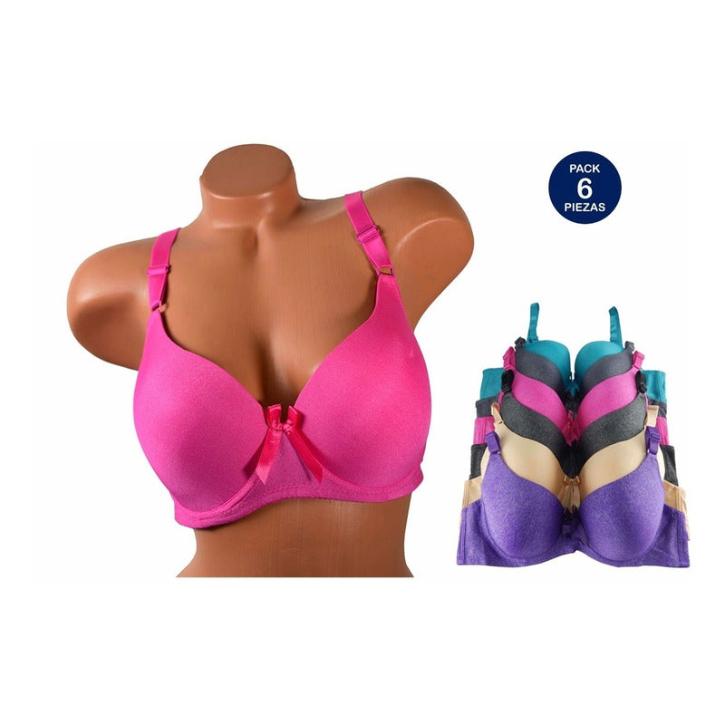 Paquete 6 Brassier Push Up Con Encaje, Comodo, Moderno 6667