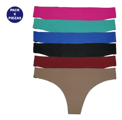 Tanga Sin Costuras (invisible) Pack 6 Pzas Difer Colores
