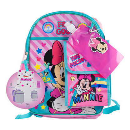 Mochila Escolar Minnie Mouse Set Con 5 Piezas