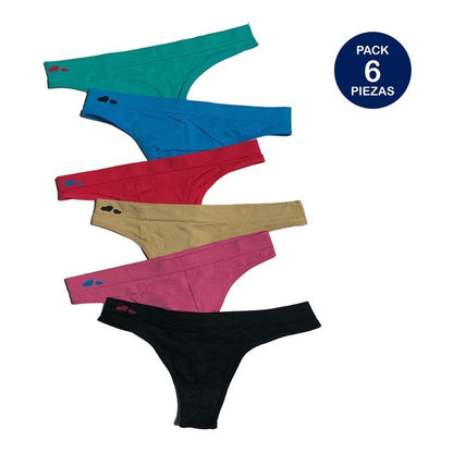 Tanga Sexy De Licra Para Mujer Pack Con 6 Pzas - Unitalla
