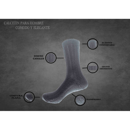 Calcetín Acrilan Hombre Grangaleón 12 Pares Diseño Canales