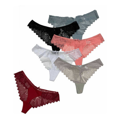 Tanga Sexy Encaje Mujer Pack De 6 Pzas, 6 Colores Diferentes