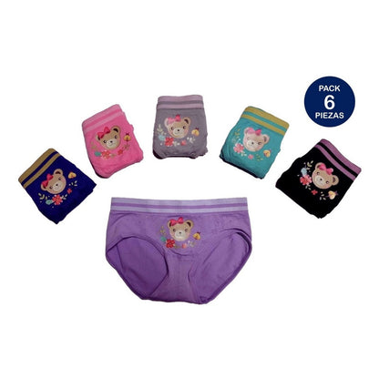 Pantaleta Licra Niña, Paquete 6 Piezas, 6 Diferentes Colore