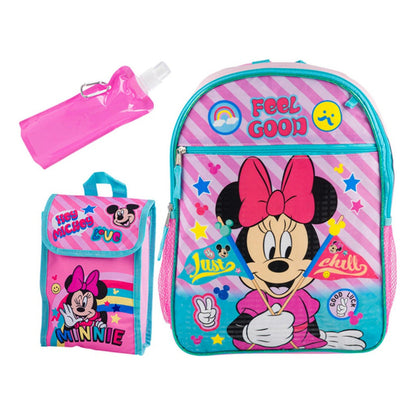 Mochila Escolar Minnie Mouse Set Con 5 Piezas