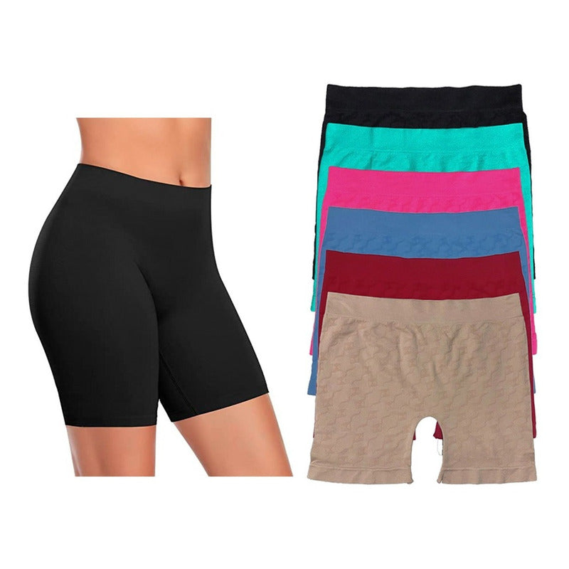 Boxer Largo Dama Licra, Paquete Con 12 Pzas 6nude/6negros