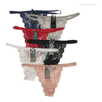 Tanga Sexy Encaje Mujer Pack De 6 Pzas, 6 Colores Diferentes