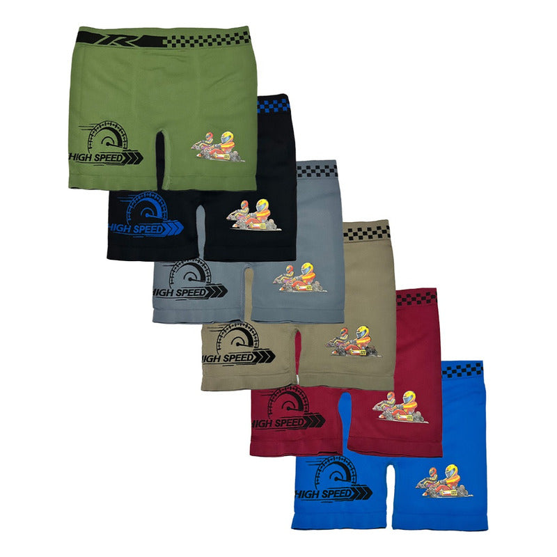 Boxer Largo Licra Niño, Pack 6 Piezas, 6 Diferentes Colores