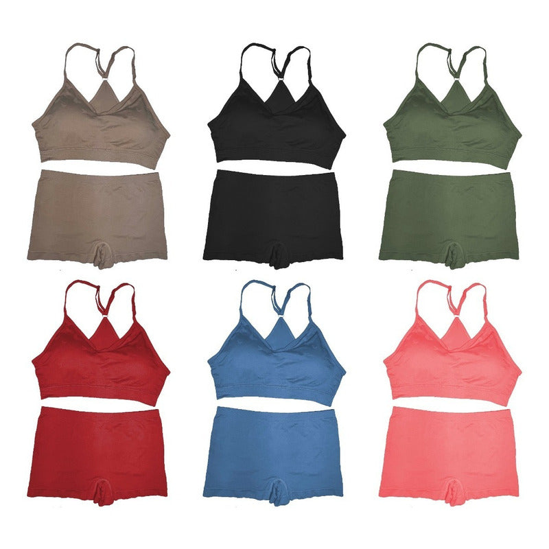 Coordinado Boxer Y Top Dama Pack 6 Pzas, 6 Colores Diferente