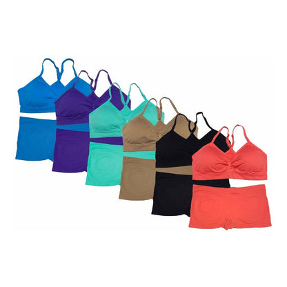 Coordinado Boxer Y Top Dama Pack 6 Pzas, 6 Colores Diferente