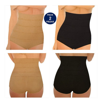 Tanga Tipo Faja Panty Calzón Para Dama Corte Alto Paq 2pzas